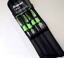 Snap-on Tools New SGHBF500AG GREEN Soft Grip 4 Piece Mixed File Set with Pouch