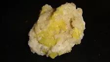 OLD SULPHUR CRYSTALS ON ARAGONITE DISPLAY SPECIMEN 102 GRAMS SICILY ITALY