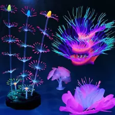 4pcs Silicone Glowing Aquarium Decorations Coral Plants Sea Fish Tank Ornaments