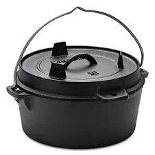 Dutch Oven Pot with Lid-4.76 Qt Pre-Seasoned Cast Iron Dutch Oven with Storag...