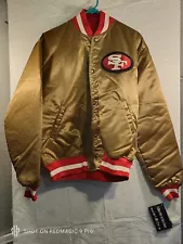 San Francisco 49ers Vintage Starter Gold Satin Bomber Jacket Size Large