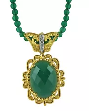 Green Onyx Gemstone Pendant 18k Yellow Gold Handmade Indian Jewelry For Women