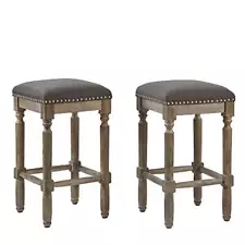 26 Inch Seat Height Counter Stool Upholstered Kitchen Bar Stools Weathered Oa...