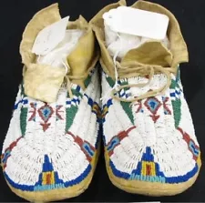 Old American Style Suede Leather Handmade Beaded Moccasins HBM229