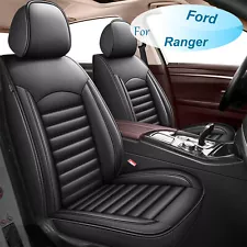 For Ford Ranger 2019-2025 Car 5 Seat Covers Cushion Pad Black Microfiber Leather (For: Ford Ranger)