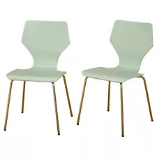 Set of 2 Enna Mid-Century Modern Bentwood Dining Chairs Mint - angelo:HOME