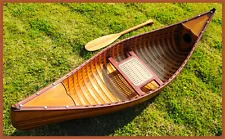 Display Cedar Wood Strip Built Canoe 6' Wooden Model Boat With Ribs New