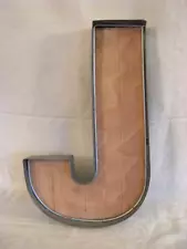 16 3/8 inch Galvanized Metal and Wood Industrial Farmhouse Wall Letter J Decor