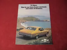 1972 Chevy Nova Sales Brochure Booklet Catalog Old Original