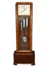 Art Deco Walnut/Burlwood longcase Grandfather Clock