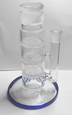 8" Straight Tube Triple Honeycomb Perc Glass Bong