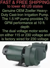 ð¦FREE SHIPð¦Zoeller 1-1/2-HP 115/230-Volt 70-GPM Cast Iron Lawn Irrigation Pump