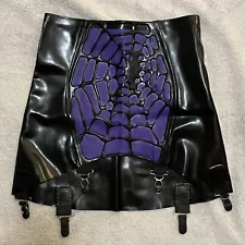 Tentacle Latex 3D spiderweb panel- high waisted garter girdle skirt- XS Pin-Up