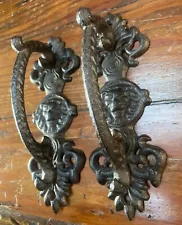 2 HUGE Cast Iron Antique Style FANCY Barn Handle, Gate Pull, Shed Door Handles