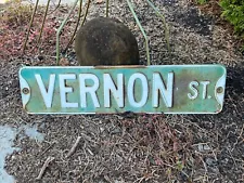 Vintage Street Sign Vernon Street Original Transportation Advertising