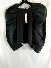 Alice + Olivia Black elegant see through ruffle sleeves back zipper top size 6 $