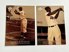 2 Card Lot 1996 Upper Deck JACKIE ROBINSON Tribute Cards #5 &6 Brooklyn Dodgers