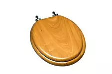 Bath Décor 5Q1R4-17CH Natural Wood Toilet Seat with Decorative Finish Wood an...