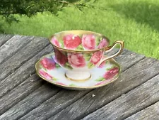 Royal Albert Heavy Gold Old English Rose Tea Cup and Saucer Set