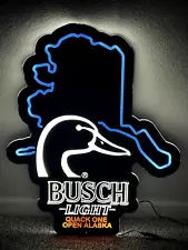 BUSCH LIGHT ALASKA LED BEER BAR SIGN MAN CAVE GARAGE DECOR QUACK DUCK