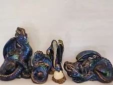 Windstone Editions Peacock Dragon Family and Wizard Vintage 80s Melody Pena