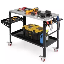 Heavy-duty Welding Table w/ Tool Rack & Tray 5/8'' Fixture Holes Bottom Shelf