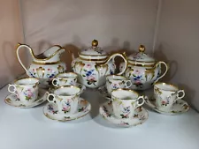 Antique English Porcelain Tea Set Handpainted Florals