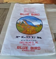 Empty Blue Bird Enriched/Bleached Cloth Flour Bag Sack 20 lbs Cortez Milling Co