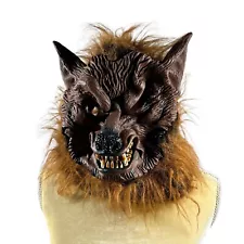 Halloween Werewolf Mask Full Head Costume Scary Fangs Teeth Horror Adult