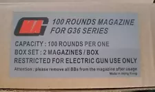 BOX SET OF 2 Airsoft Electric Gun High speed 100 ROUND MAGAZINES FOR G36