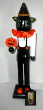 BLACK CAT Nutcracker By Cynthia Rowley Holding Pumpkin~15" Tall