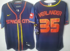 Justin Verlander #35 Houston Astros City Connect Navy Cool Base Jersey.