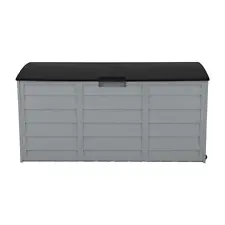 Garden Storage Box 75 gal Black Outdoor Tool Case Cushion Organizer with Wheels