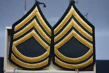 Two US Army Sergeant First Class Patches/Chevrons Rank, 5" x 3" Preowned.