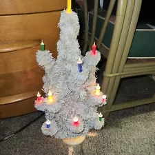 Antique 1940s “ White” Glolite Tabletop Electric Christmas Tree 21”