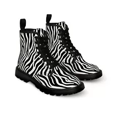 Womens Zebra Print Canvas Boots Black White Stripes Animal Inspired Footwear