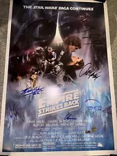 Star Wars Episode V The Empire Strikes Back Movie Poster Cast Signed 5 COA Rare