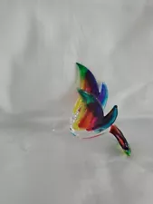 Hanging Hummingbird Rainbow colors Figurine of Blown Glass Crystal