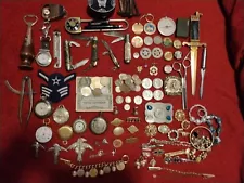 Junk Drawer Lot Antique Jewelry Costume Jewelry Pocket Watch Odd Fellows In