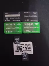 Lot Of 4 Sony Memory Stick Pro Duo 32mb & 1GB & (2) 512mb For Sony Camera / PSP