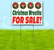 CHRISTMAS WREATHS FOR SALE Yard Sign Corrugated Plastic Bandit Lawn Decoration