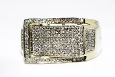 $4,200 10K YELLOW GOLD .55CT NATURAL MENS ROUND CUT COGNAC DIAMOND BELT RING