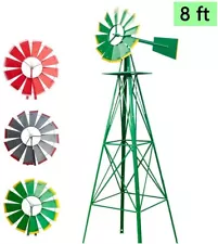 8ft Windmill Yard Garden Metal Ornamental Weather Vane for Garden Lawn Backyard