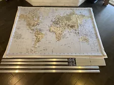 IKEA PREMIAR World Map Atlas Canvas & Aluminum Frame 78" Picture Large Art 3