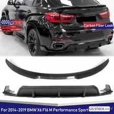 Body Kits For 14-19 BMW X6 F16 M Sport Rear Diffuser & Trunk Spoiler Carbon Look