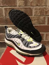 New 10 Nike Air Max 98 Cool Grey Volt Metallic Silver 2014 OG 640744-002 Men