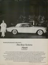 1962 Studebaker Gran Turismo Hawk Thunderbolt V-8 Photo Vintage Print Ad