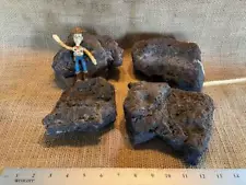 4 Large, Black Lava Rocks – Perfect for Aquariums, Terrariums, Succulents