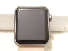 Apple Watch Series 1 38mm Space Gray Aluminum Case Rubber Pink Strap Untested