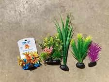 Top Fin Fish Tank Plants, Plastic Aquarium Plants, 4 Pieces